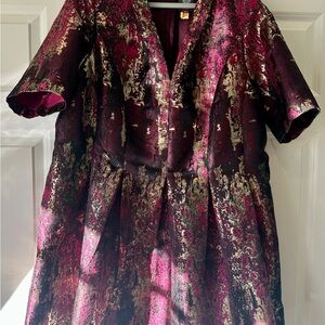 Vince Camuto Rich Burgundy Gold Dress